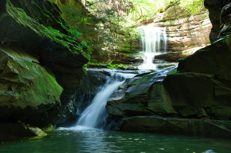 a waterfall with lots of water flowing through it