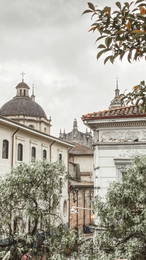 a very pretty old church and some trees