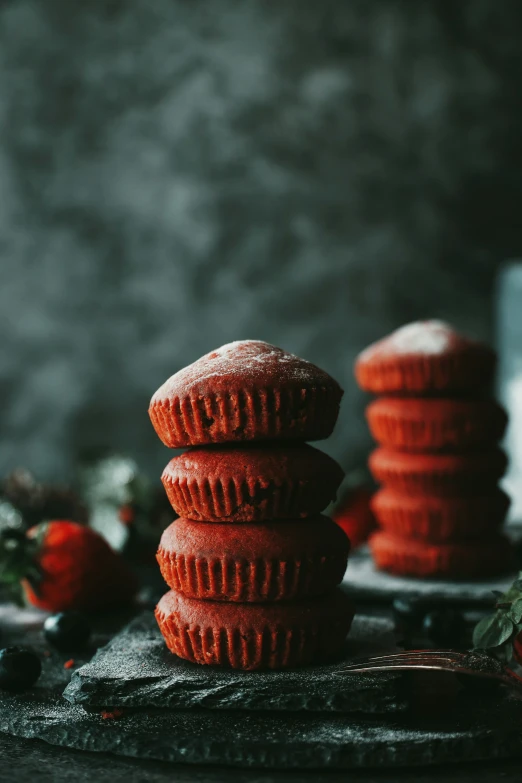 chocolate covered cookies stacked on top of each other