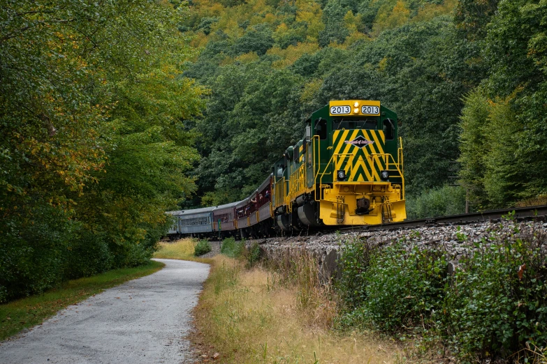 a large long train on a steel track