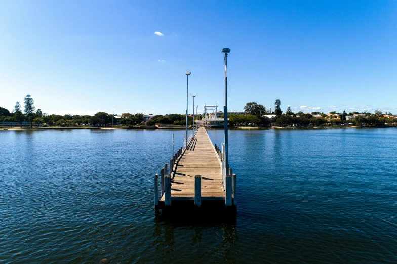 the dock has a small lantern post in it