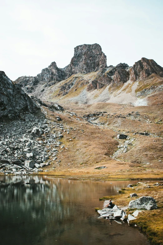 mountains rise on the far side of a lake