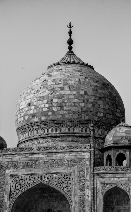 a black and white po of the dome of an old building