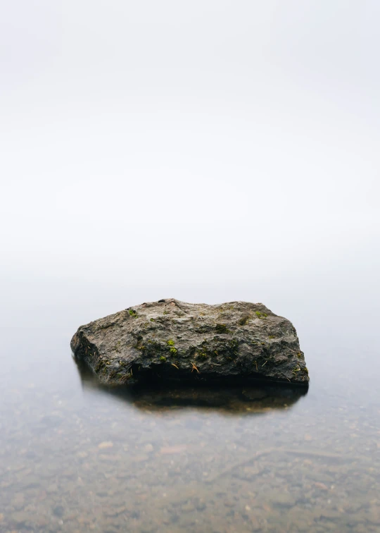 a lone rock rests alone on the sand
