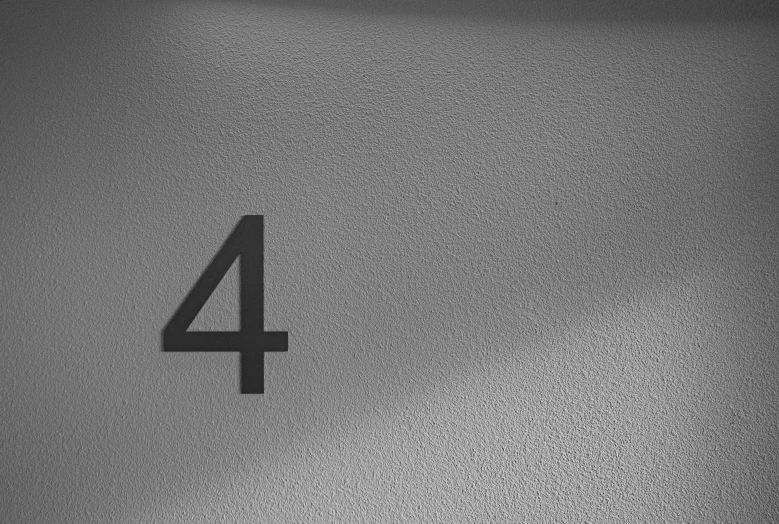 a close up view of the number four