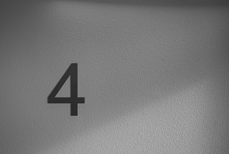 a close up view of the number four