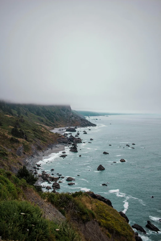 a view of the ocean from the hills