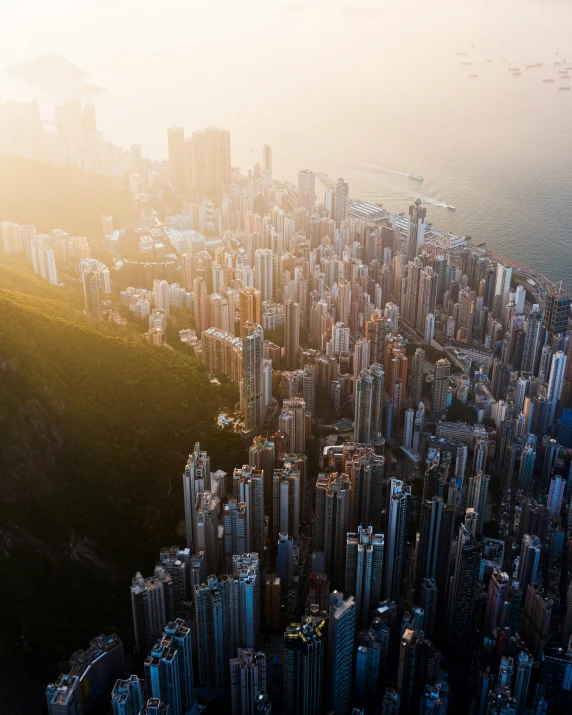 a very large city in the middle of a body of water