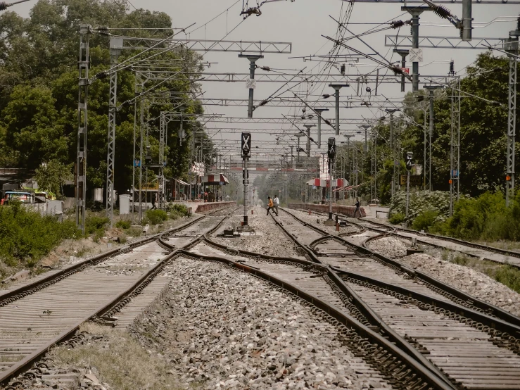 an old abandoned railroad track is pictured