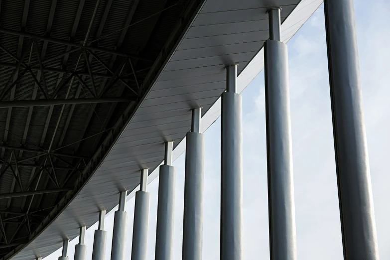 two large columns in front of a building