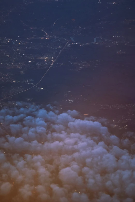 night image taken from an airplane window