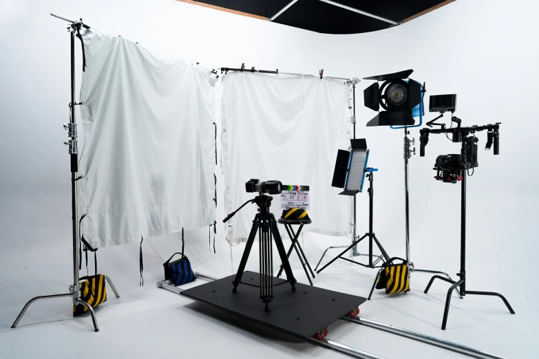 a studio with a bunch of camera equipment