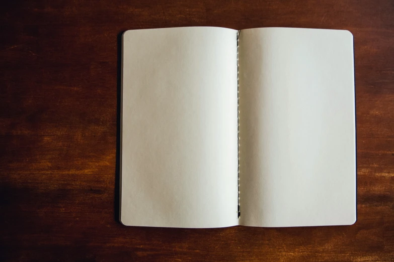 a book open on a wood surface with clippings