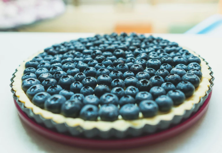 close up of a delicious blueberry pie