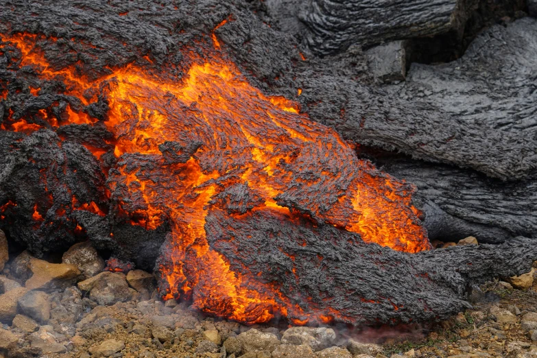 a close up of the lava of an ash fireplace