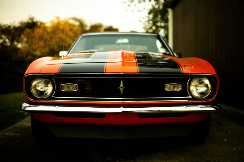 a mustang parked in the parking lot