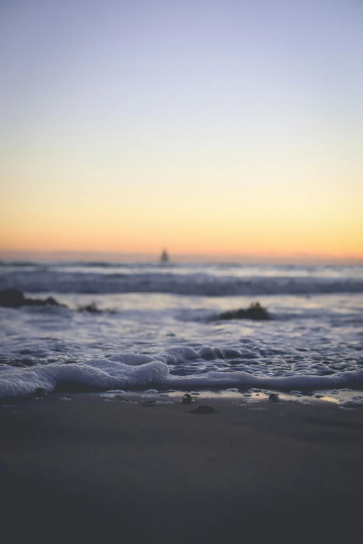 a blurry view of the ocean with a couple of birds on top