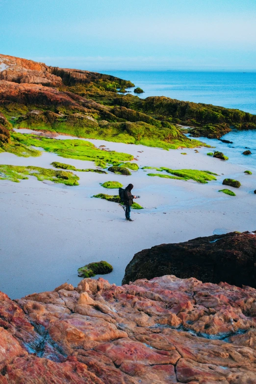 a man stands in the water with his surfboard