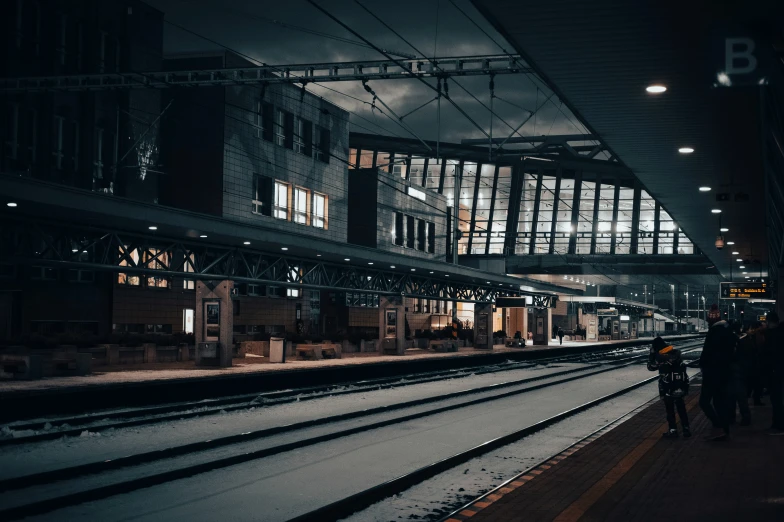 a po of a train station at night