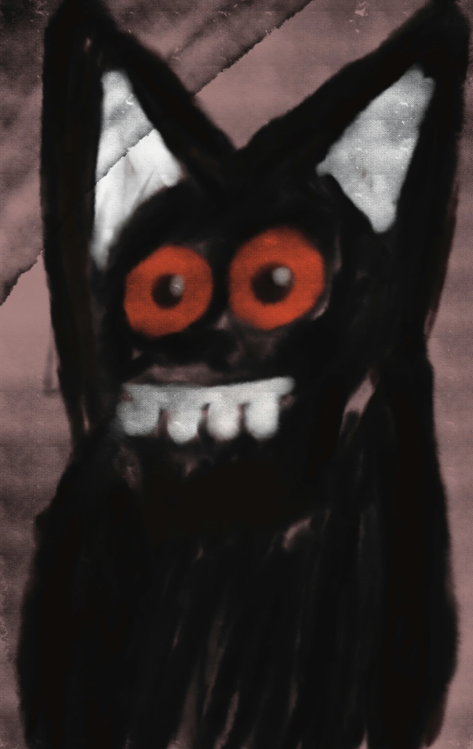 a drawing of a furry creature with an evil look