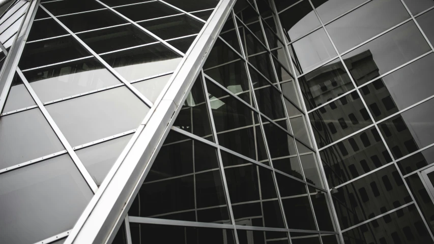 a tall building with a large glass door