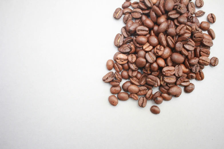 roasted coffee beans on white surface
