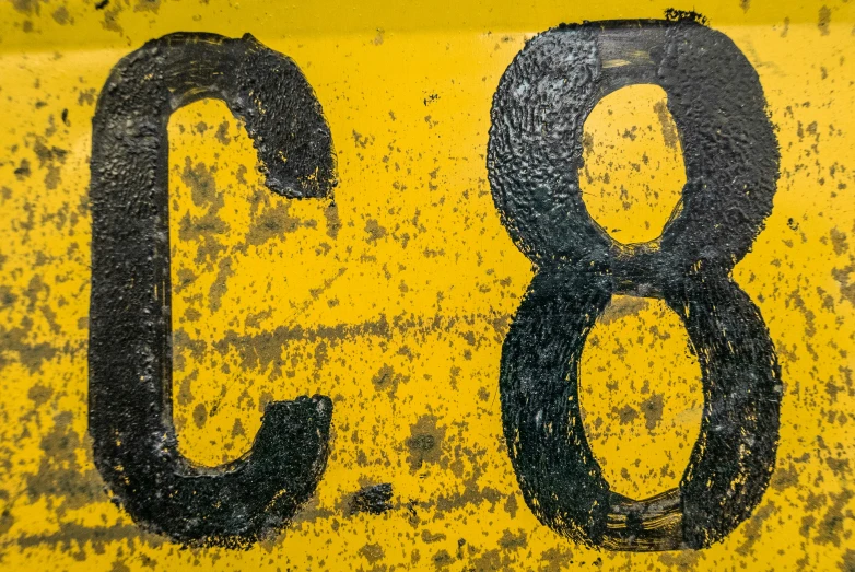 a closeup of the number eight with the sign in the foreground