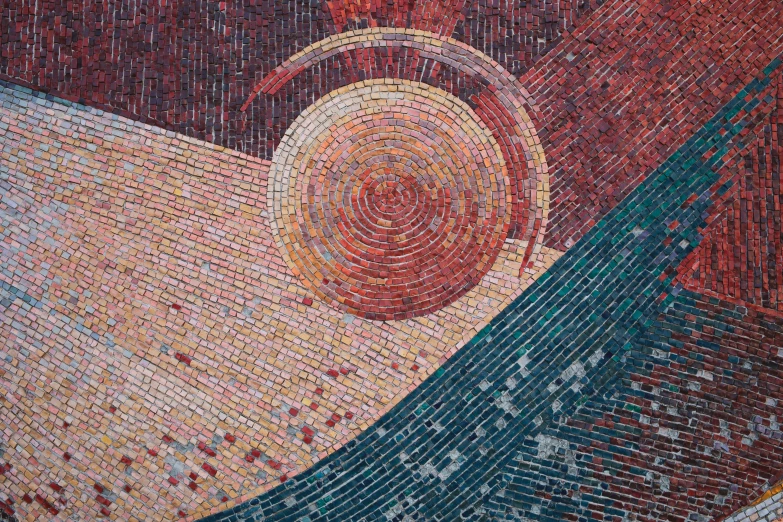 closeup of a mosaic with multiple dots and colors