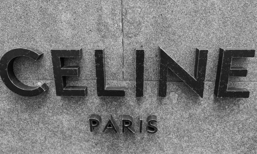 the name celline in glass with black lettering
