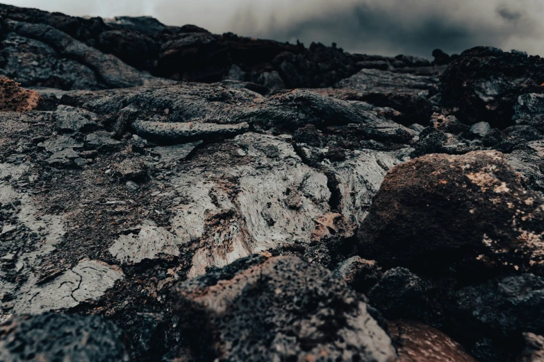 a closeup view of the rocks on a mountain