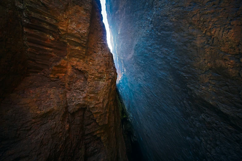 an image taken from the bottom of the canyon looking up