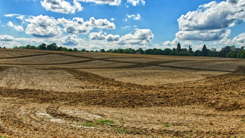 an empty field with grass and some clouds