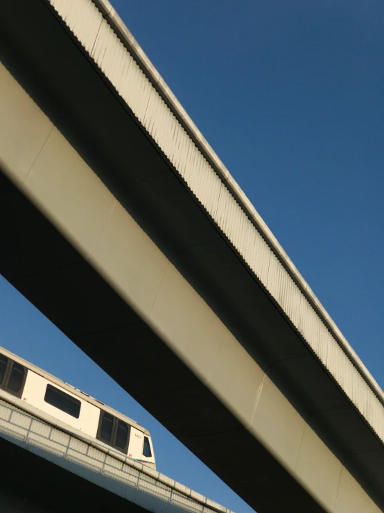 the train is driving on the elevated tracks