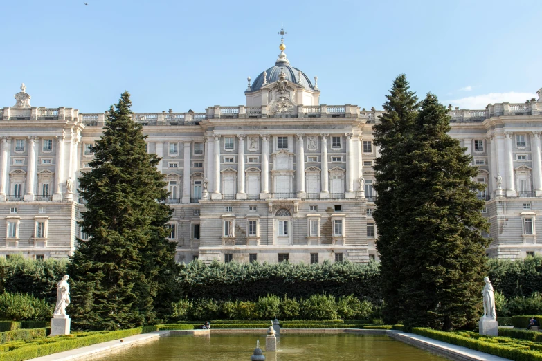 the front view of the palace is very ornate