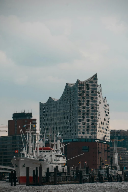 the ship in the water is out on the dock