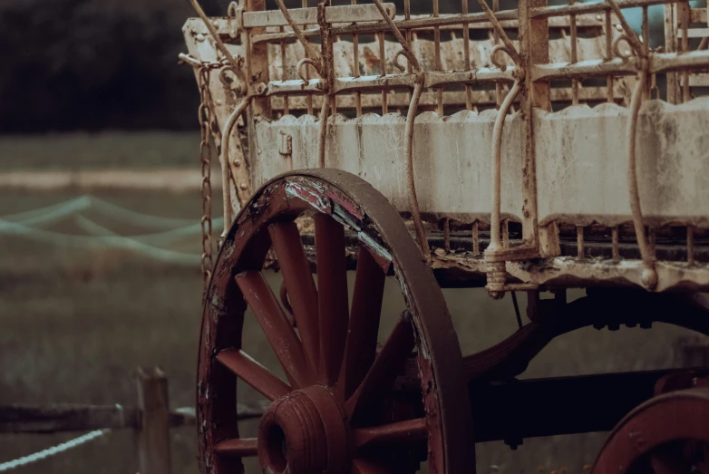 this is an old wagon with birds in it