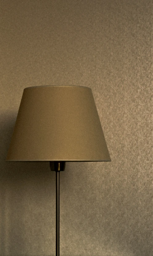 a small table lamp on a brown shelf in the corner
