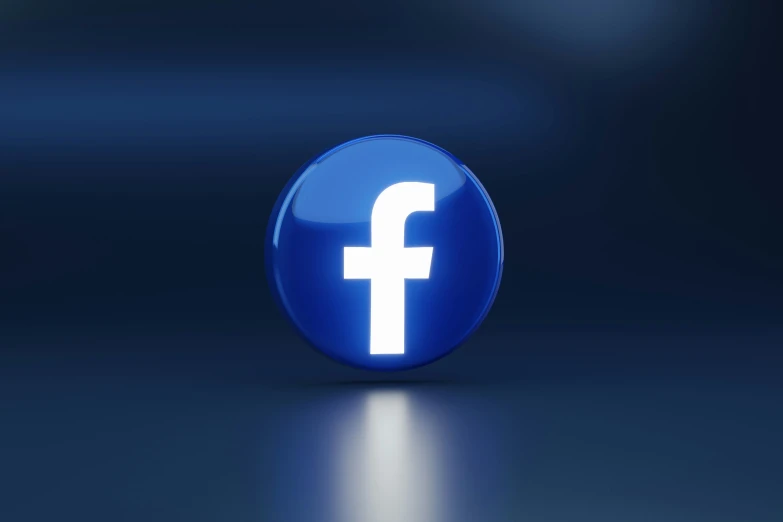 a blue facebook logo on a dark blue background