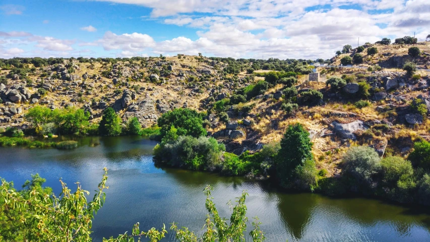 this is an image of a river with some water on the side