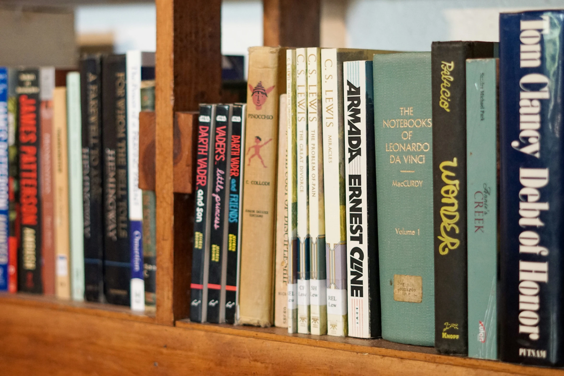 several rows of books in a book case