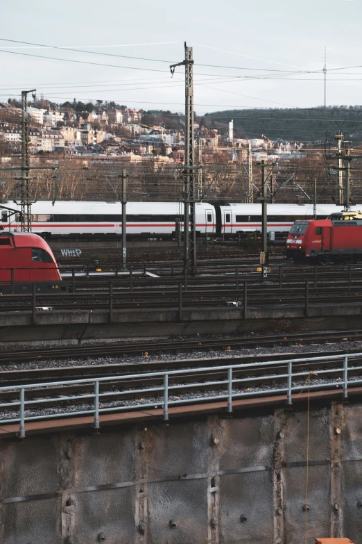 trains passing through the industrial section of the train station