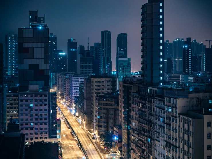 a view of an urban city at night