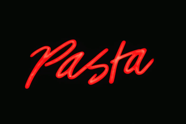 a sign is in the shape of pasta