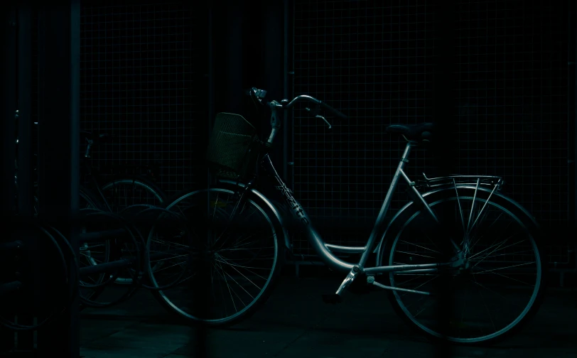 a bicycle is parked outside of a building