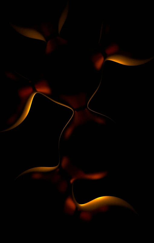 a black background with brown and yellow shapes