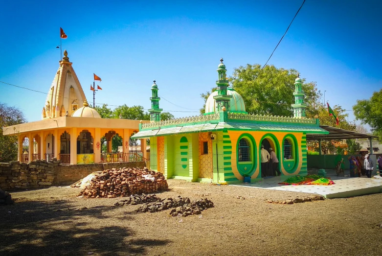 a colorful and ornate indian style shrine