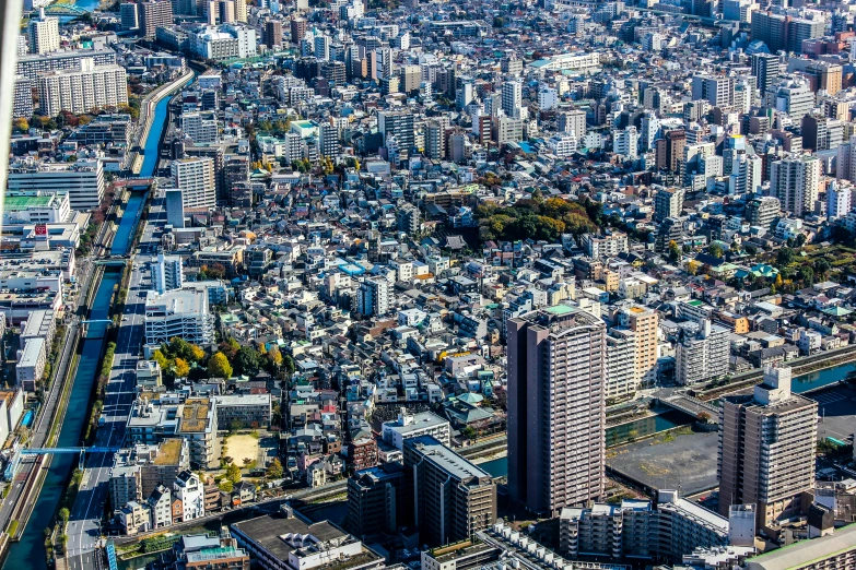 a city area with very large buildings, and very tall buildings