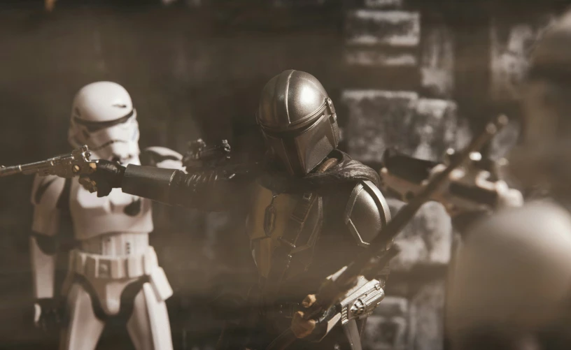 star wars action figures with guns in action