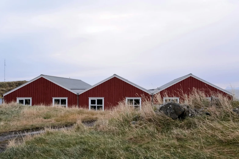 a row of houses on a hill side