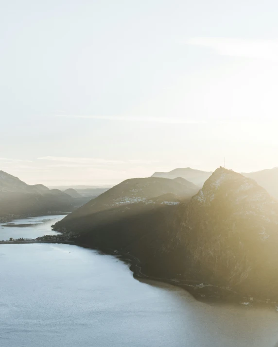 a beautiful view of a lake surrounded by mountains